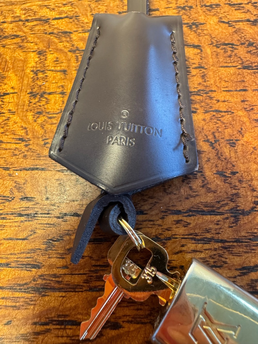 Louis Vuitton Brown Leather Clochette, Lock & Key Set - #315 - Picture 2 of 5
